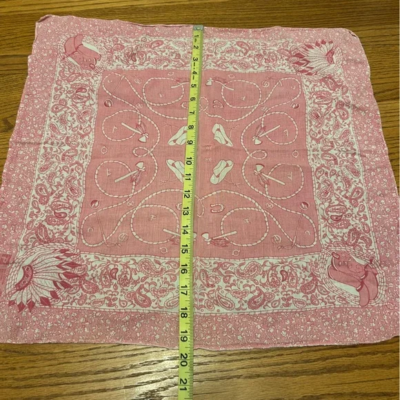 Vintage Paris Accessories Pink Cowboys and Indians Paisley 100% Cotton Bandana - Picture 3 of 10